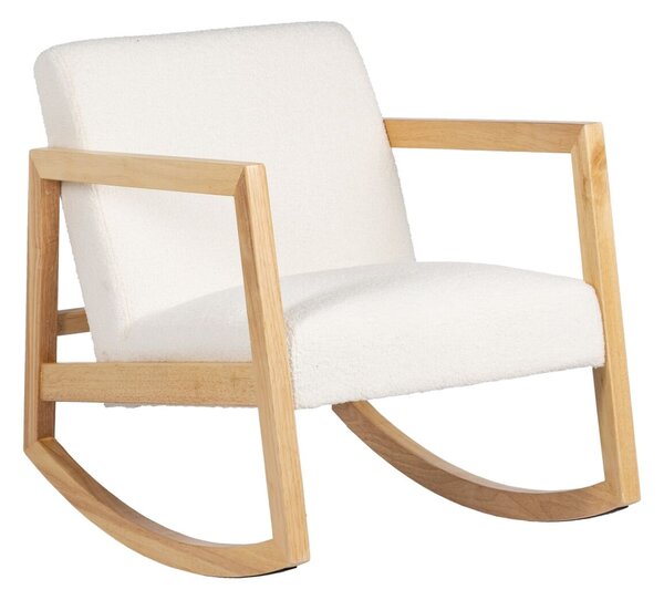 Rocking Chair White Natural Rubber wood Fabric 60 x 83 x 72 cm