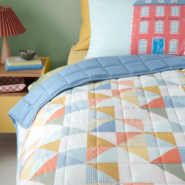 Patchwork Folk Bedspread Single