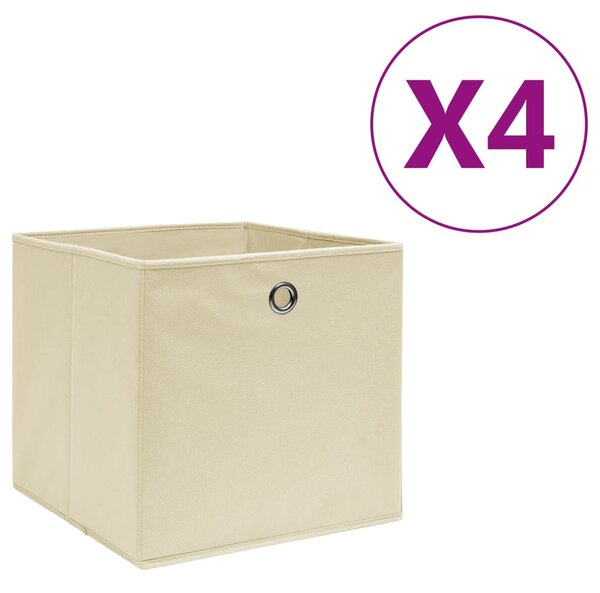 Storage Boxes 4 pcs Non-woven Fabric 28x28x28 cm Cream