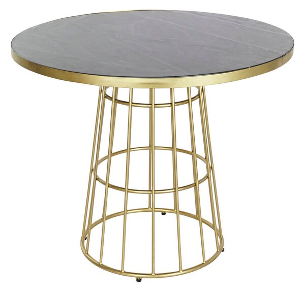 Dining Table DKD Home Decor 90 x 90 x 75,5 cm Black Golden Marble Iron