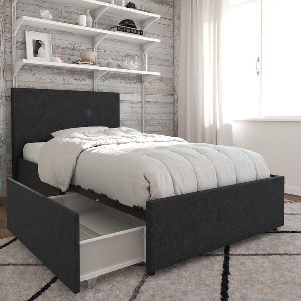 Novogratz Kelly 2 Drawer Bed, Linen Grey