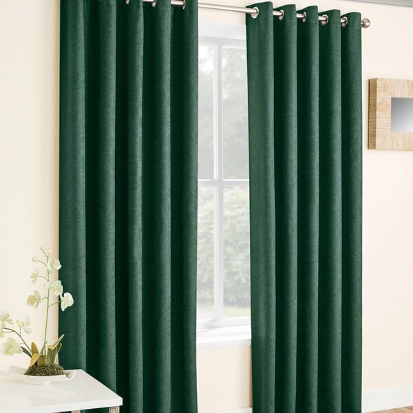 Vogue Ready Made Eyelet Thermal Blockout Curtains Green