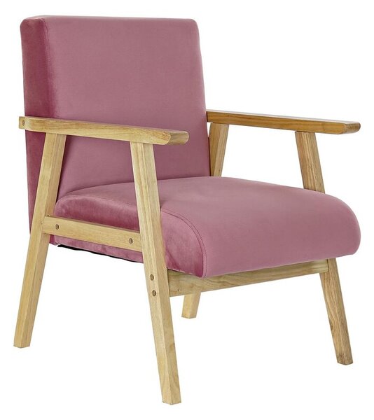 Armchair DKD Home Decor Pink Polyester MDF Wood (61 x 63 x 77 cm)