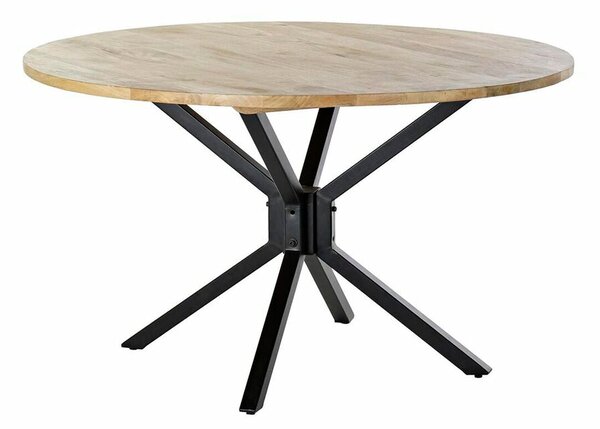 Dining Table DKD Home Decor 127 x 127 x 75 cm Natural Black Metal Aluminium Mango wood