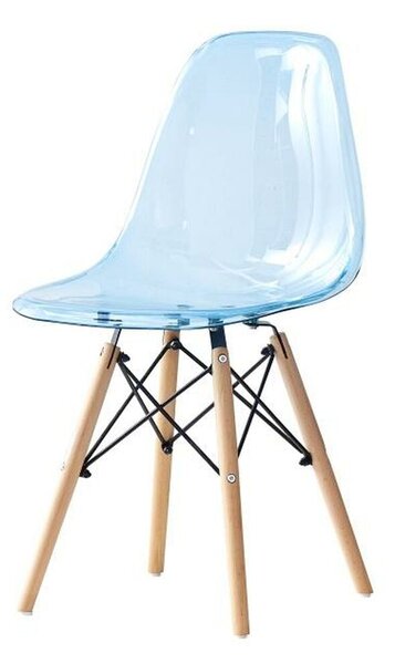 Dining Chair DKD Home Decor Natural Blue PVC Birch (50 x 46 x 83,5 cm)