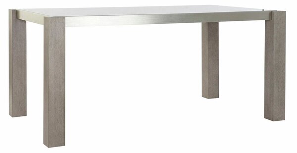 Dining Table DKD Home Decor Crystal Grey Aluminium Oak Tempered Glass (162 x 92 x 74 cm)