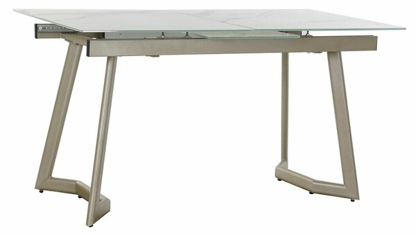 Dining Table DKD Home Decor Crystal Golden Metal White (140 x 80 x 76 cm)