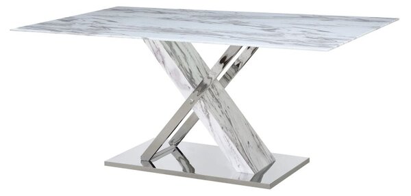 Dining Table DKD Home Decor Crystal Silver Grey Steel White 180 x 90 x 78 cm