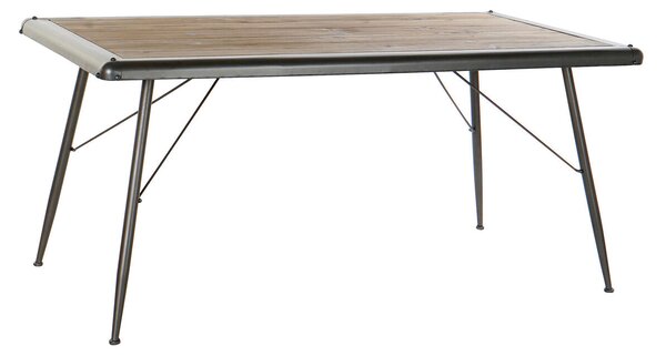 Dining Table DKD Home Decor Fir Natural Metal Light grey 161 x 90 x 75 cm