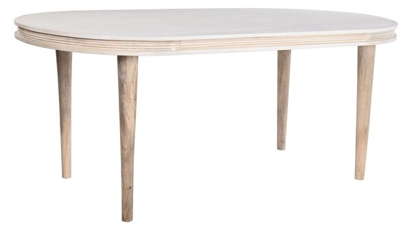 Dining Table DKD Home Decor White Golden Brass Mango wood 180 x 90 x 76 cm