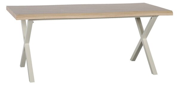 Dining Table Natural Metal 180 x 90 x 75 cm Cream DMF