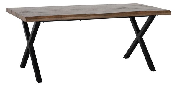 Dining Table Black Metal Brown 180 x 90 x 75 cm DMF