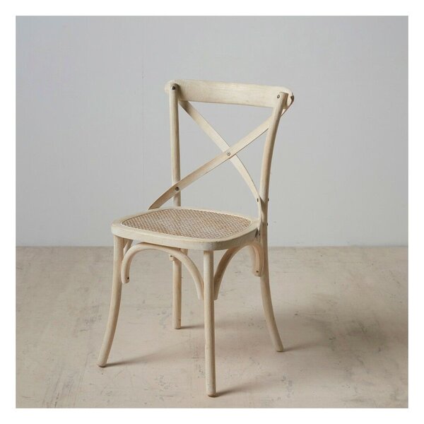 Dining Chair 45 x 42 x 87 cm Wood White Rattan