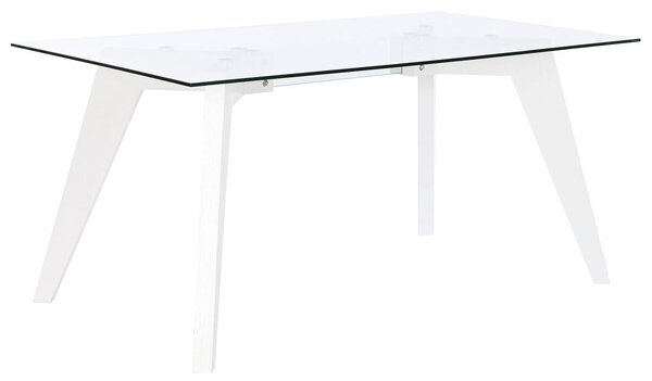 Dining Table DKD Home Decor White Transparent Crystal MDF Wood 160 x 90 x 75 cm