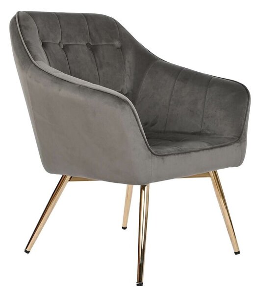 Armchair DKD Home Decor Golden Dark grey Metal 74 x 74 x 90 cm