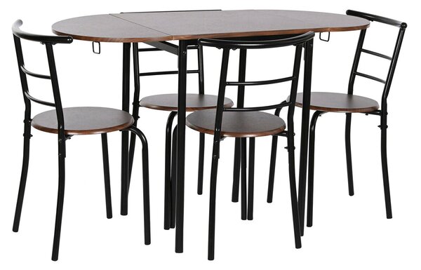 Table set with 4 chairs DKD Home Decor Brown Black Metal MDF Wood 121 x 55 x 78 cm