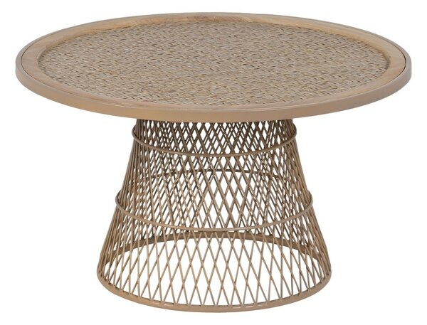 Centre Table Beige Iron Rattan 70 x 70 x 39,5 cm