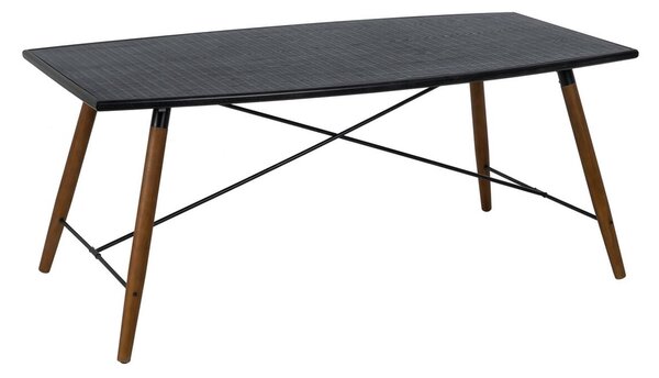 Dining Table OSLO Black Natural Wood Iron MDF Wood 179 x 90 x 75 cm