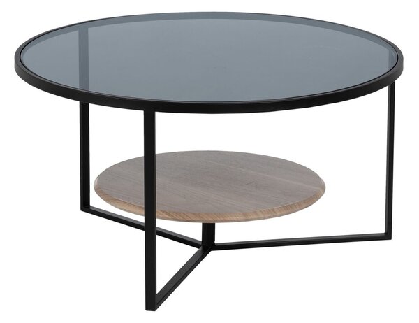 Centre Table Black Natural Crystal Iron MDF Wood 75 x 75 x 40 cm