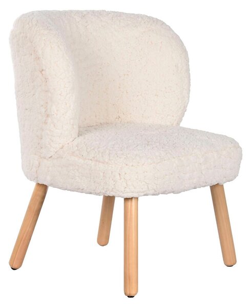 Armchair Home ESPRIT White Natural Polyester Wood 61 x 58 x 68 cm