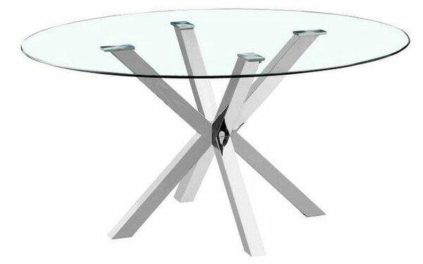 Dining Table DKD Home Decor 110 x 110 x 76 cm Crystal Silver Steel