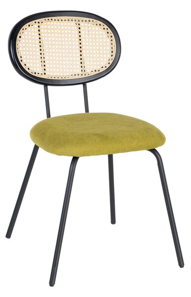 Dining Chair Black Green Natural Rattan 48 x 54 x 80 cm