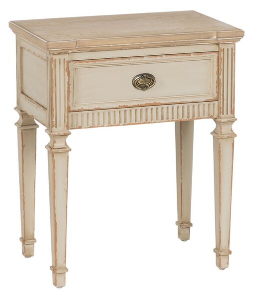 Nightstand Cream Natural Fir wood MDF Wood 56 x 36 x 68 cm