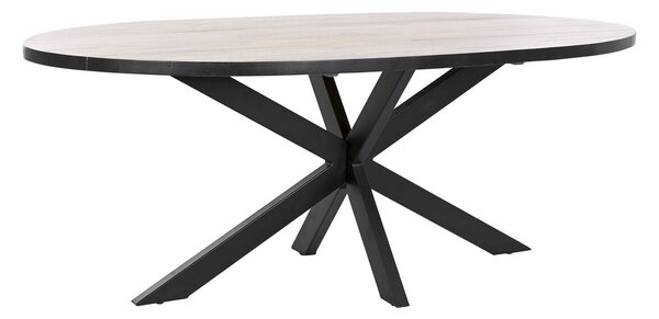 Dining Table DKD Home Decor Black Natural Metal Mango wood 200 x 100 x 76 cm