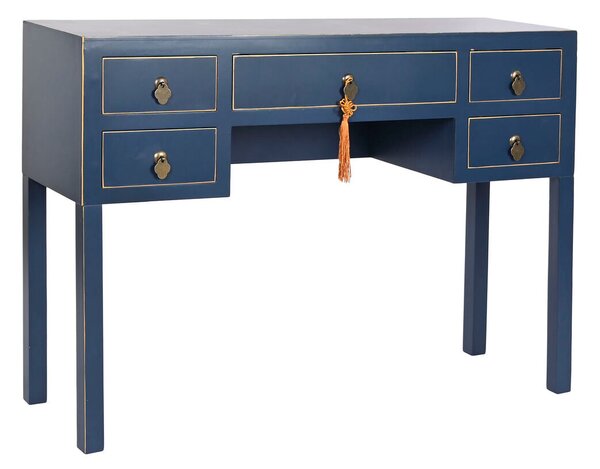 Desk DKD Home Decor Blue Golden Metal Pinewood MDF Wood 110 x 35 x 78 cm