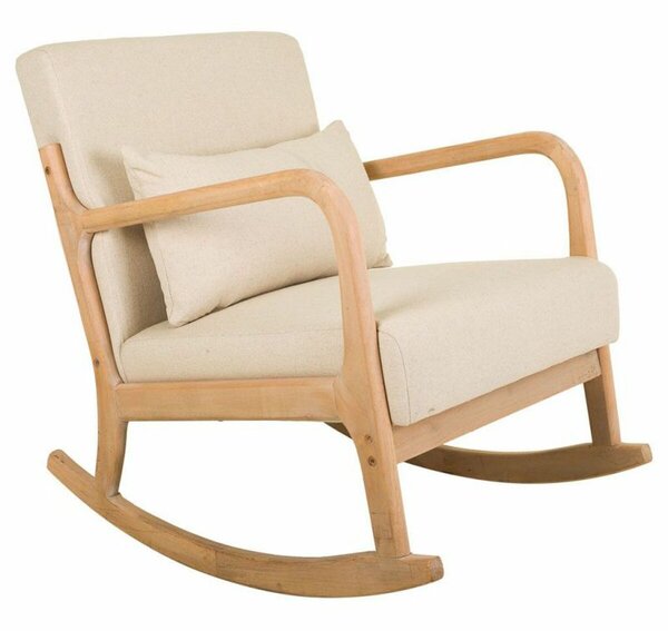 Rocking chair Alexandra House Living Cream Rubber Cotton Linen Wood 88 x 78 x 66 cm