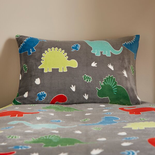 Dinosaur Fleece Duvet Cover and Pillowcase Set