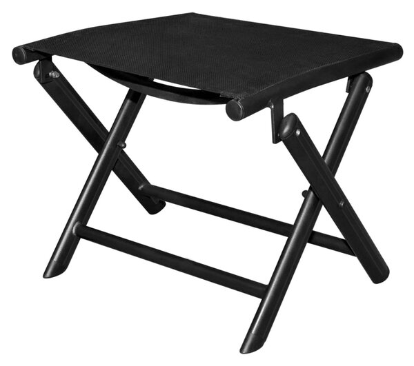 Folding Footstool Black Aluminium and Textilene