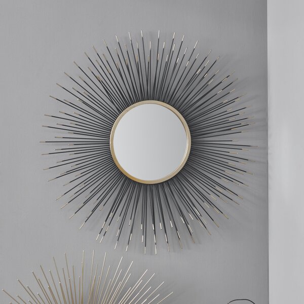 Starburst Round Wall Mirror, 81cm Black