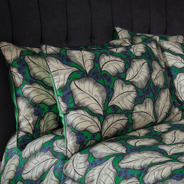 Magali Tropical Emerald 100% Cotton Sateen Pillowcase Pair Green