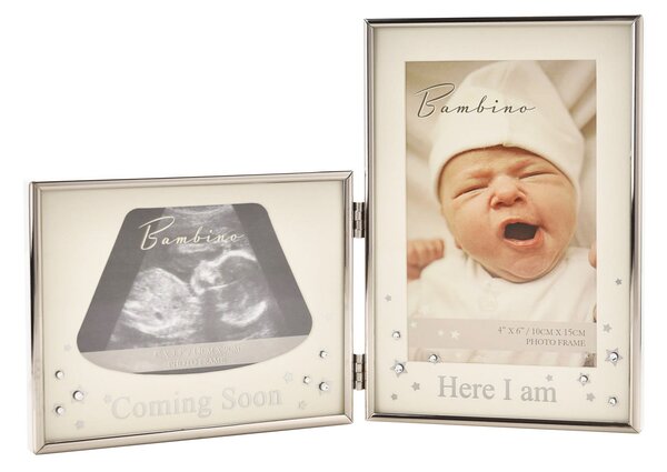 Bambino Silver effect 'Here I Am' Double Scan Frame Silver