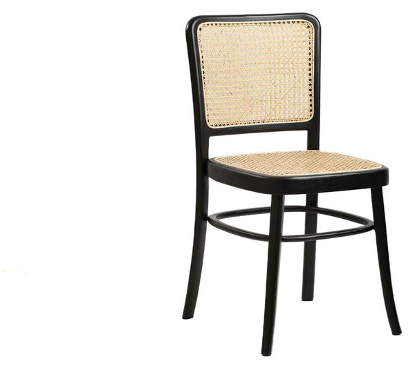 Chair Romimex Black Natural Rattan Teak 44 x 89 x 53 cm