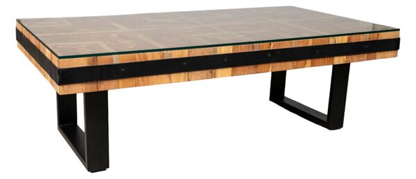 Table Romimex Black Natural Recycled Wood 130 x 43 x 70 cm