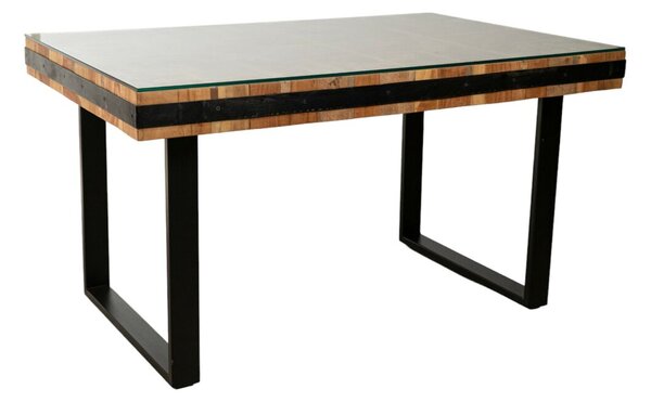 Table Romimex Black Natural Recycled Wood 140 x 77 x 90 cm