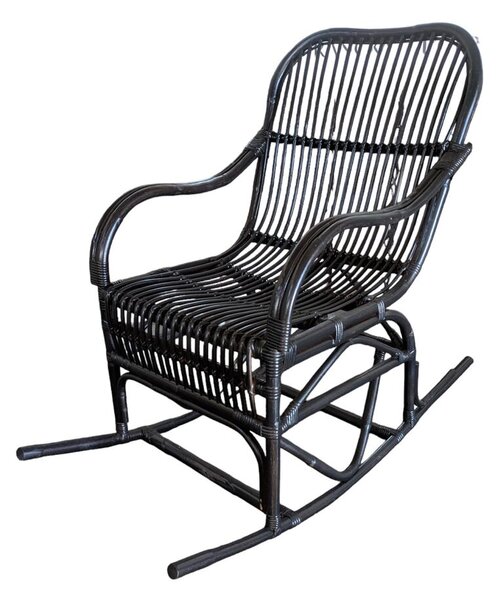 Rocking Chair Romimex Black Rattan 55 x 105 x 90 cm