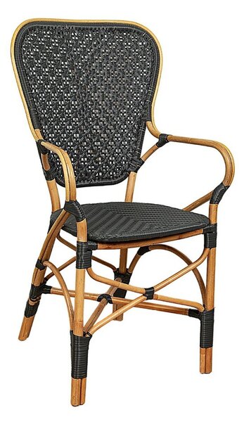 Armchair Romimex Black Natural Bamboo Rattan 52 x 103 x 59 cm