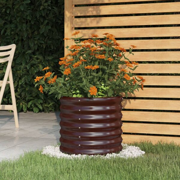 Garden Planter Powder-coated Steel 40x40x36 cm Brown