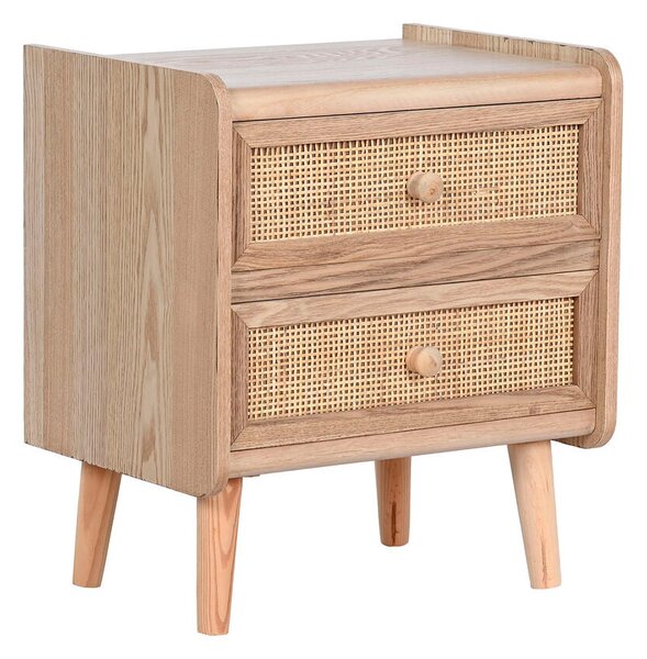 Nightstand Home ESPRIT Natural Rattan Paolownia wood 40 x 30 x 48 cm