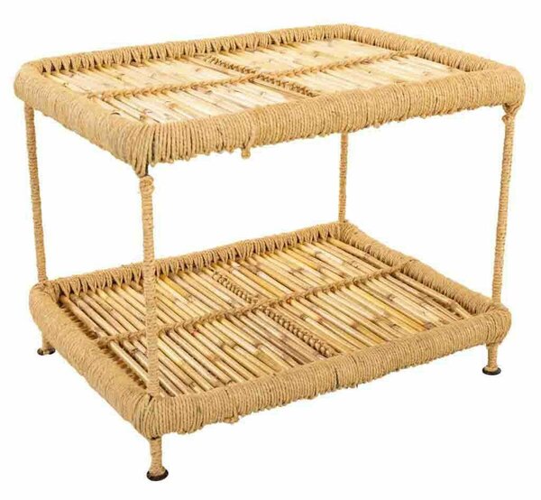 Centre Table Alexandra House Living Natural Bamboo Rope Iron 38 x 37 x 49 cm 1 Shelves