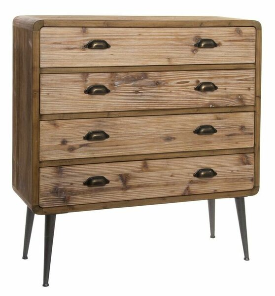 Chest of drawers DKD Home Decor Brown Wood Metal Natural Modern Loft 90 x 30 x 97 cm