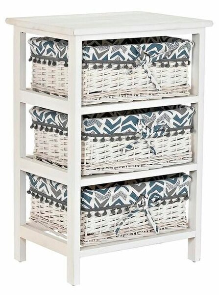 Chest of drawers DKD Home Decor Blue White wicker Paolownia wood (40 x 29 x 59 cm)