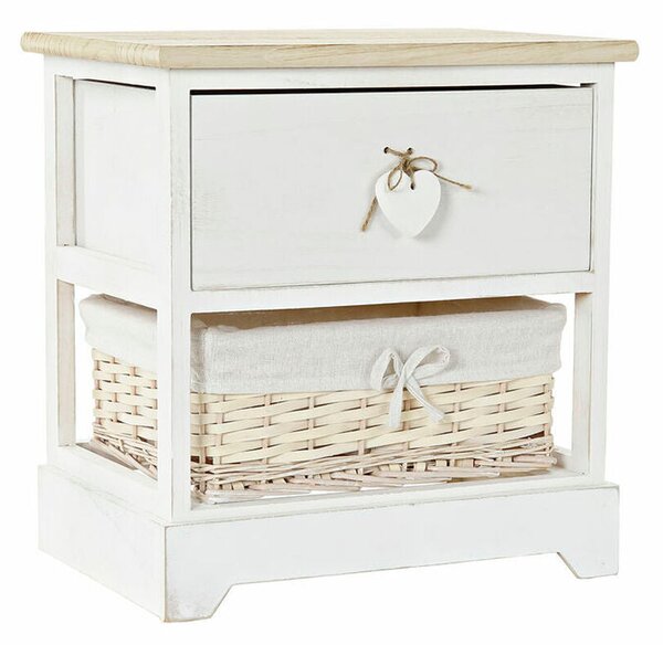 Chest of drawers DKD Home Decor Natural White wicker Paolownia wood (40 x 29 x 42,5 cm)