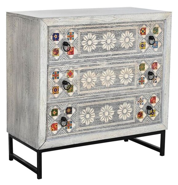 Chest of drawers DKD Home Decor Ceramic Grey White Mango wood (80 x 38 x 80 cm)