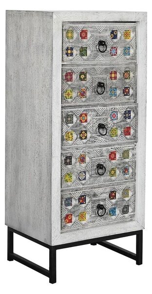 Chest of drawers DKD Home Decor White Grey Ceramic Mango wood Indian Man 45 x 35 x 107 cm