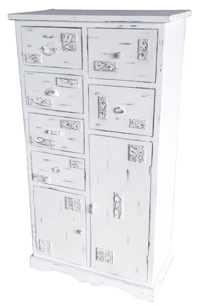 Chest of drawers DKD Home Decor Wood White Worn (69 x 38 x 130 cm)