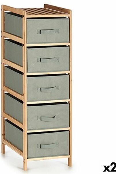 Chest of drawers Grey Wood Textile 34 x 103 x 36 cm (2 Units)